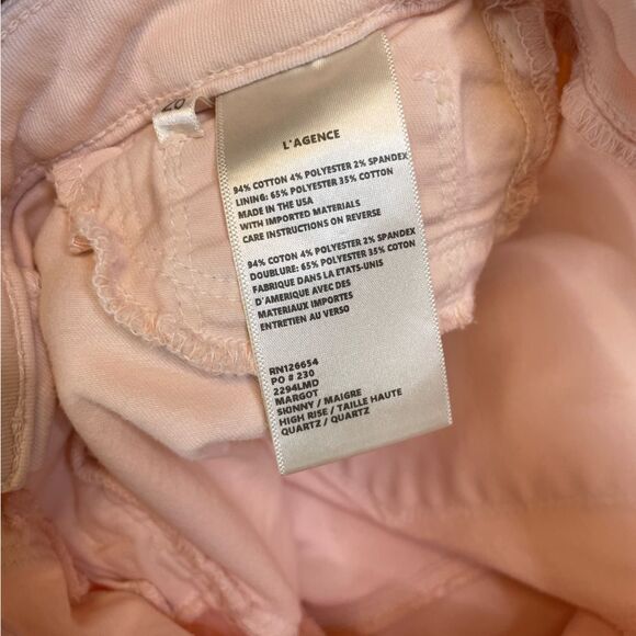 L'agence Margot Skinny High Rise Ankle Quartz Jeans Women Size 26 Pink - Picture 8 of 11